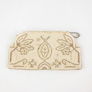 Vintage Handmade White Czechoslovakian Art Deco Beaded Clutch Women One Size